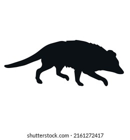 Vector hand drawn opossum silhouette isolated on white background