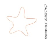 vector hand drawn orange star on white background. star shape icon