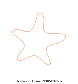 vector hand drawn orange star on white background. star shape icon