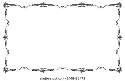vector hand drawn ornamental frame on white background.