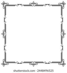 vector hand drawn ornamental frame on white background.