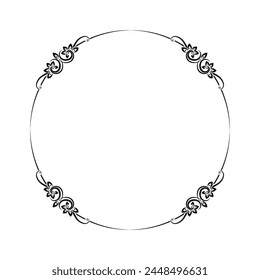 vector hand drawn ornamental frame on white background.