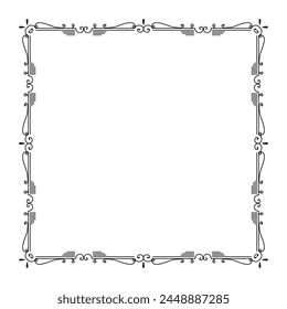 vector hand drawn ornamental frame on white background.