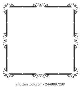 vector hand drawn ornamental frame on white background.