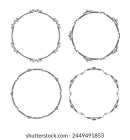 vector hand drawn ornamental frame collection on white.