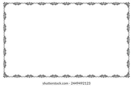 vector hand drawn ornamental frame on white background.