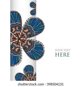 vector hand drawn ornate blue flowers frame