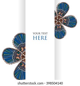vector hand drawn ornate blue flowers frame