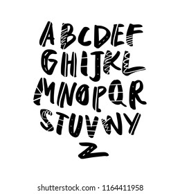 Vector hand drawn ornate font, letters set. ABC, alphabet. Clipart, isolated vector letters and decor elements