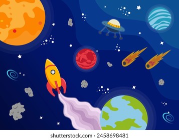 Vector dibujado a mano Ilustraciones de fondo del espacio exterior