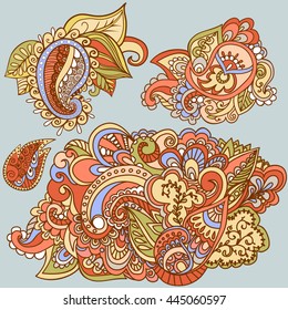 Vector hand drawn outline abstract ornamental ethnic  background