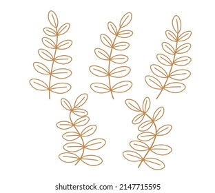 Vector hand drawn outline design elements, Hand drawn decorative leaves and wreaths, Tree branches with leaf