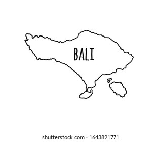 Vector hand drawn outline doodle sketch Bali map silhouette isolated on white background