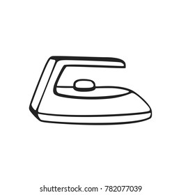 Vector hand drawn outline icon of iron isolated on white background