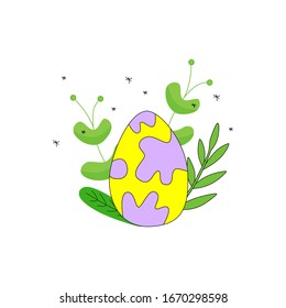 Vector hand drawn outline illustration of EASTER EGG. Icons in flat cartoon style. Coloring bright book design element. Greeting card, sticker templates. 
