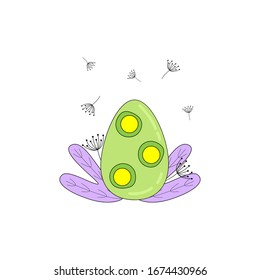 Vector hand drawn outline illustration of EASTER EGG. Icons in flat cartoon style. Coloring bright book design element. Greeting card templates. 
