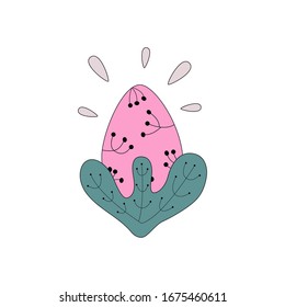 Vector hand drawn outline illustration of EASTER EGG. Icons in flat cartoon style. Coloring bright book design element. Greeting card templates. 
