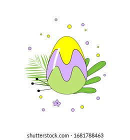 Vector hand drawn outline illustration of EASTER EGG. Icons in flat cartoon style. Coloring bright book design element. Greeting card templates. 
