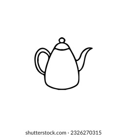 Vector hand drawn outlined teapot isolated on white background.