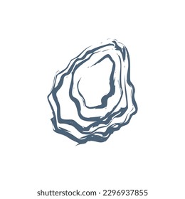 Vector hand drawn oyster shell illustration. Good for seafood restaurant menu, product packaging and branding. White background.