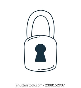 Vector hand drawn padlock icon illustration doodle