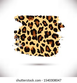 Vector hand drawn paint spot with leopard pattern isolated on white background.  Grungy element for your design 