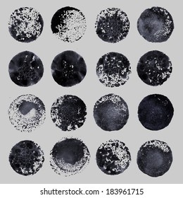 Vector hand drawn paint stains grunge set