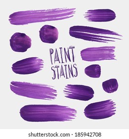 Vector hand drawn paint stains grunge set