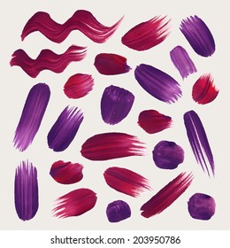 Vector hand drawn paint stains grunge set