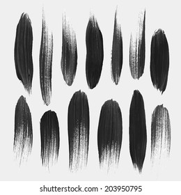 Vector hand drawn paint stains grunge set