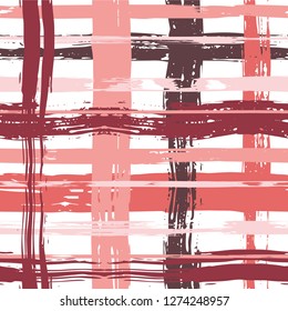 Vector hand drawn paint stripe seamless pattern. Vector striped graphic background. Ink brush strokes. Grunge stripes, trendy hipster paintbrush line. Texture  squared lines backdrop