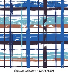 Vector hand drawn paint stripe seamless pattern. Vector striped graphic background. Ink brush strokes. Grunge stripes, trendy hipster paintbrush line. Texture squared lines backdrop