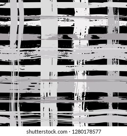Vector hand drawn paint stripe seamless pattern. Vector striped graphic background. Ink brush strokes. Grunge stripes, trendy hipster paintbrush line. Texture squared lines backdrop