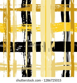 Vector hand drawn paint stripe seamless pattern. Vector striped graphic background. Ink brush strokes. Grunge stripes, trendy hipster paintbrush line. Texture squared lines backdrop