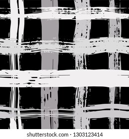 Vector hand drawn paint stripe seamless pattern. Vector striped graphic background. Ink brush strokes. Grunge stripes, trendy hipster paintbrush line. Texture squared lines backdrop