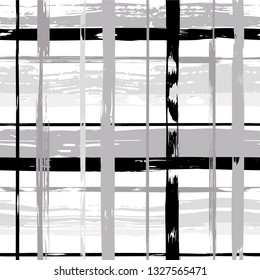 Vector hand drawn paint stripe seamless pattern. Vector striped graphic background. Ink brush strokes. Grunge stripes, trendy hipster paintbrush line. Texture squared lines backdrop
