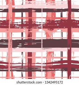 Vector hand drawn paint stripe seamless pattern. Vector striped graphic background. Ink brush strokes. Grunge stripes, trendy hipster paintbrush line. Texture  squared lines backdrop