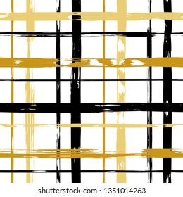 Vector hand drawn paint stripe seamless pattern. Vector striped graphic background. Ink brush strokes. Grunge stripes, trendy hipster paintbrush line. Texture squared lines backdrop