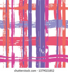 Vector hand drawn paint stripe seamless pattern. Striped square graphic background. Ink brush strokes. Grunge stripes, trendy hipster paintbrush line. Texture lines backdrop