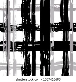 Vector hand drawn paint stripe seamless pattern. Vector striped graphic background. Ink brush strokes. Grunge stripes, trendy hipster paintbrush line. Texture squared lines backdrop