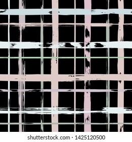 Vector hand drawn paint stripe seamless pattern. Vector striped graphic background. Ink brush strokes. Grunge stripes, trendy hipster paintbrush line. Texture squared lines backdrop