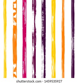 Vector hand drawn paint stripe seamless pattern. Striped graphic background. Ink brush strokes. Grunge stripes, trendy hipster paintbrush line. Texture lines backdrop