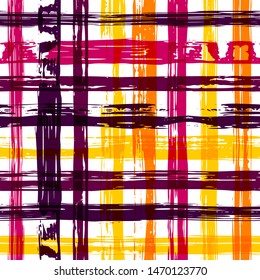 Vector hand drawn paint stripe seamless pattern. Striped graphic background. Ink brush strokes. Grunge stripes, trendy hipster paintbrush line. Texture lines backdrop