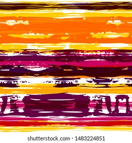 Vector hand drawn paint stripe seamless pattern. Striped graphic background. Ink brush strokes. Grunge stripes, trendy hipster paintbrush line. Texture lines backdrop