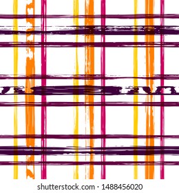 Vector hand drawn paint stripe seamless pattern. Striped graphic background. Ink brush strokes. Grunge stripes, trendy hipster paintbrush line. Texture lines backdrop
