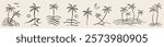 Vector hand drawn palms illustration, hippie boho palm tree surfer style doodle set
