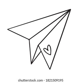 Vector hand drawn paper airplane