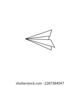 Vector hand drawn paper airplane origami figure. Doodle line art drawing on a white background.