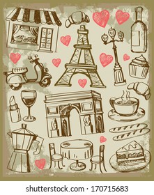 vector hand drawn paris illustration