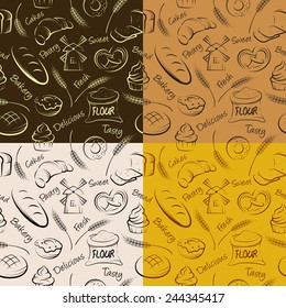 Vector hand drawn pastries seamless pattern. Can be used as a wrapping paper.